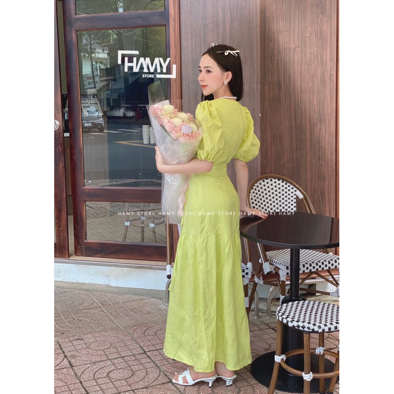 Đầm Hoa Hồng Dây Eo