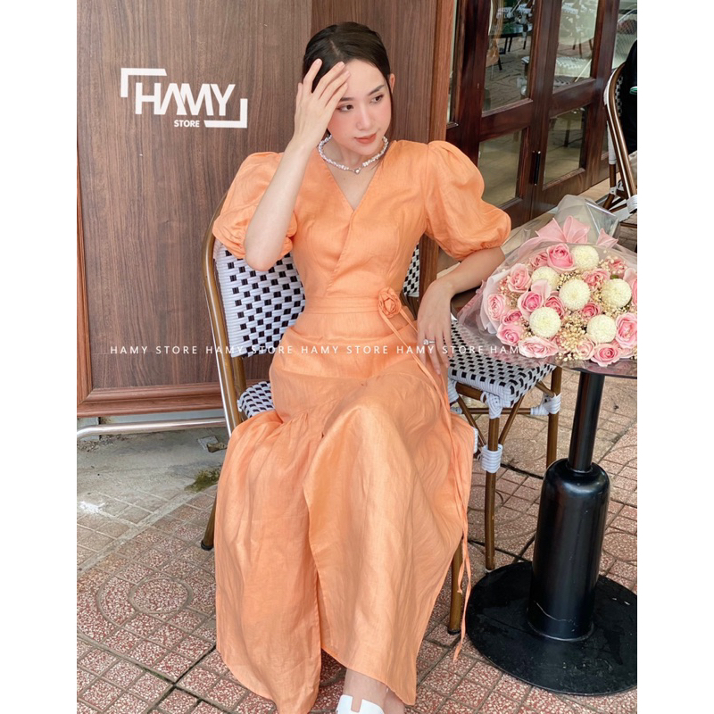 Đầm Hoa Hồng Dây Eo