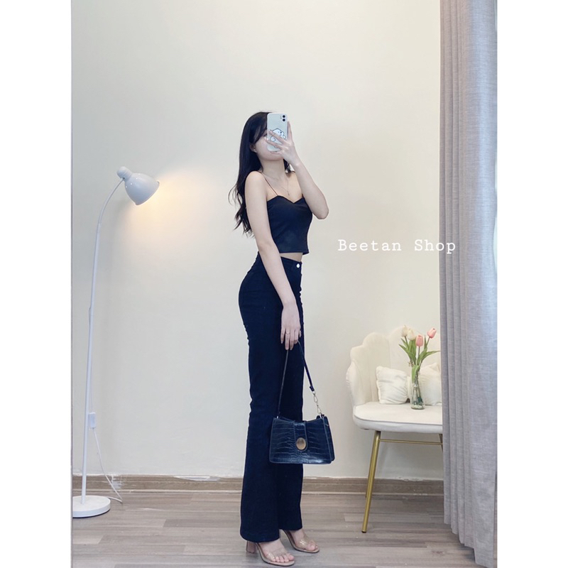 Quần Jeans ống loe gập line nữ dài 100cm và 9 tấc - Quần bò dài chạm gót nữ D50