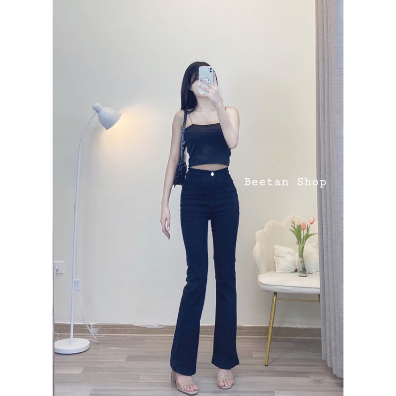 Quần Jeans ống loe gập line nữ dài 100cm và 9 tấc - Quần bò dài chạm gót nữ D50
