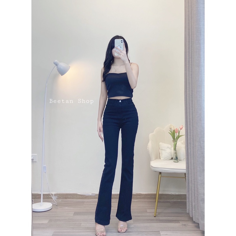 Quần Jeans ống loe gập line nữ dài 100cm và 9 tấc - Quần bò dài chạm gót nữ D50