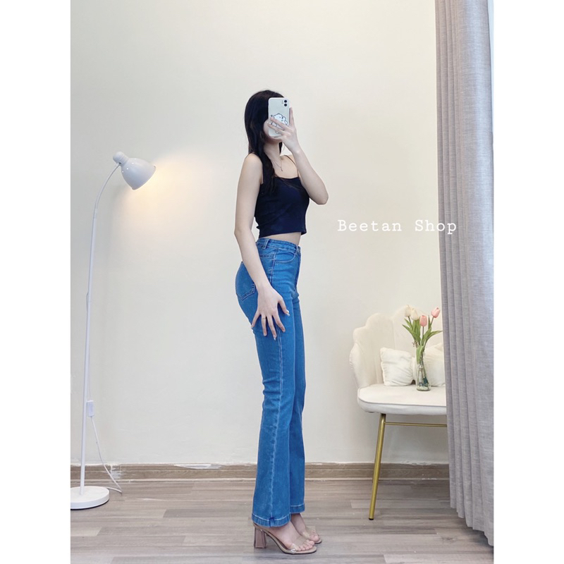 Quần Jeans ống loe gập line nữ dài 100cm và 9 tấc - Quần bò dài chạm gót nữ D50