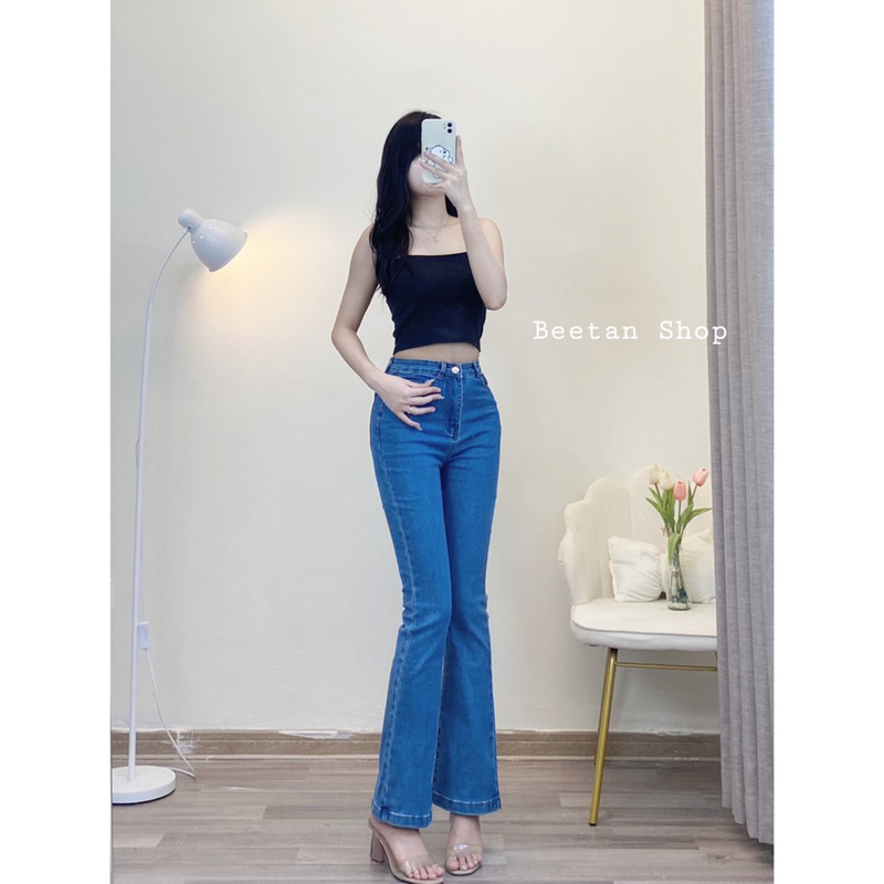 Quần Jeans ống loe gập line nữ dài 100cm và 9 tấc - Quần bò dài chạm gót nữ D50