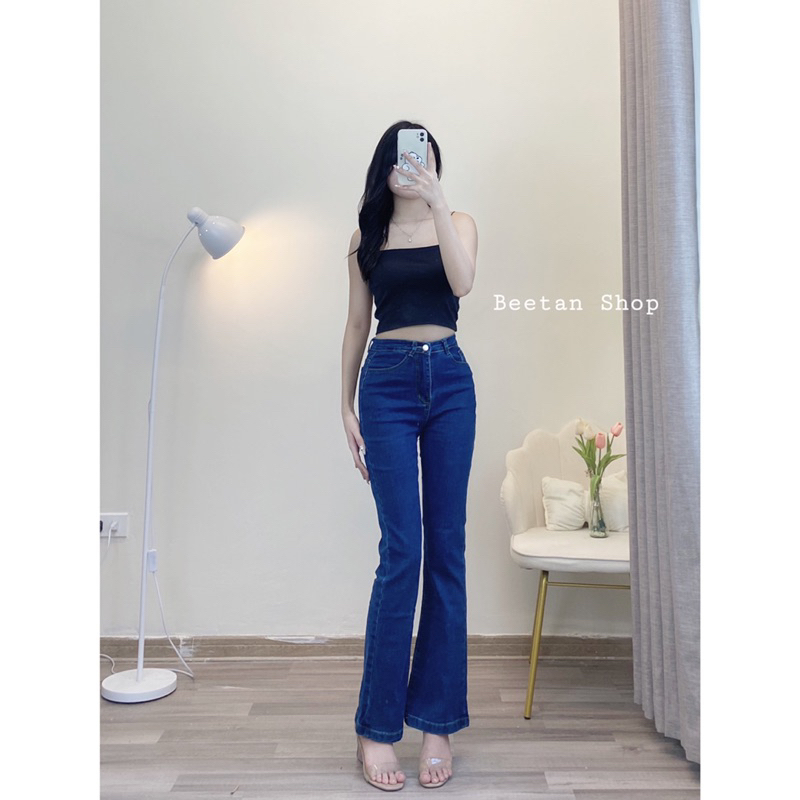 Quần Jeans ống loe gập line nữ dài 100cm và 9 tấc - Quần bò dài chạm gót nữ D50