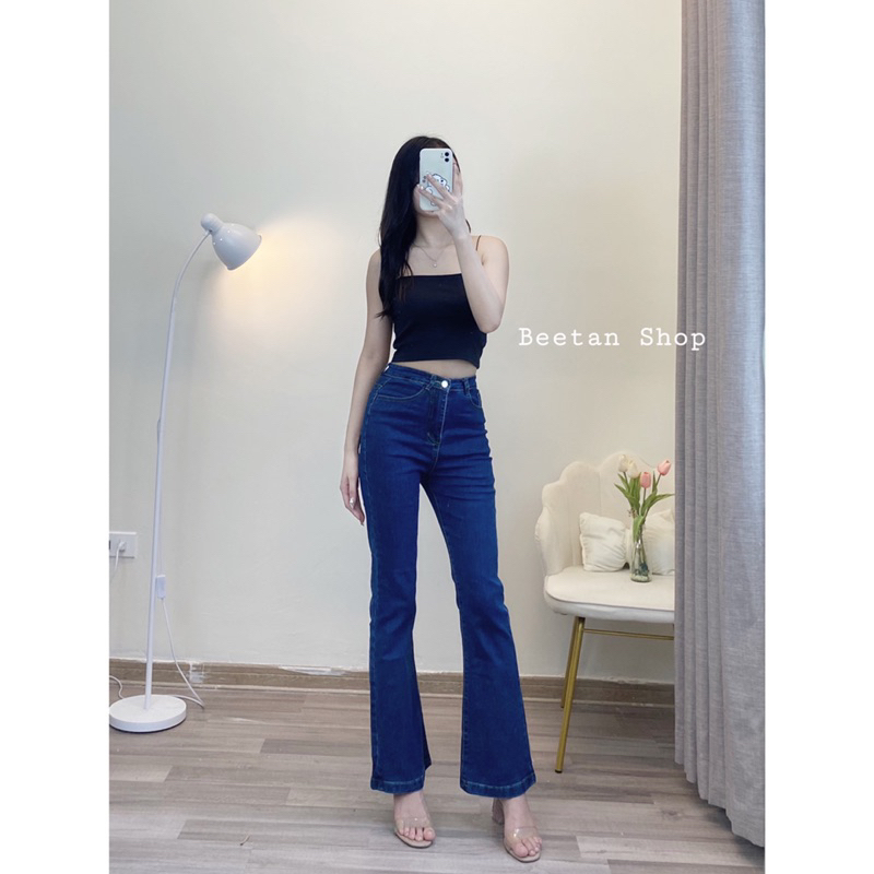 Quần Jeans ống loe gập line nữ dài 100cm và 9 tấc - Quần bò dài chạm gót nữ D50
