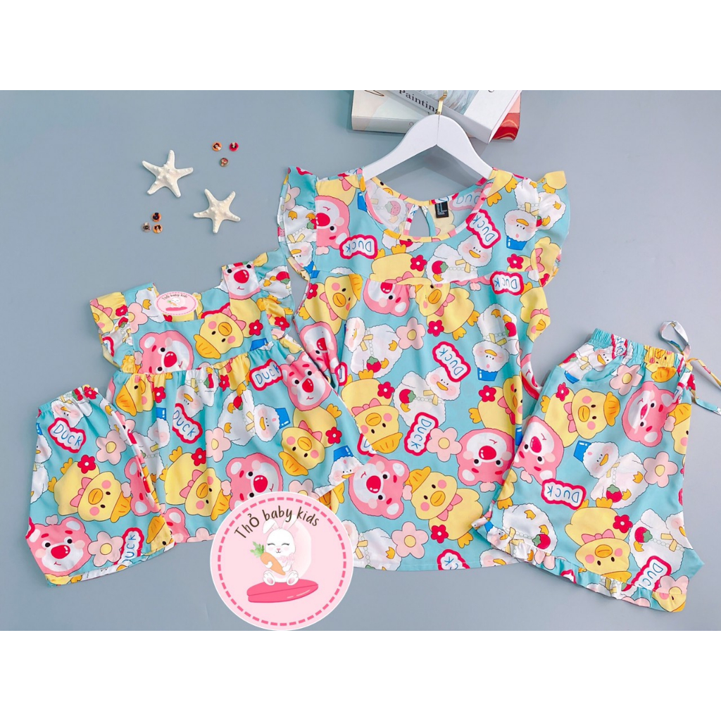 Đồ bộ tole lanh cho mẹ và bé gái, set đồ đôi cho mẹ và bé, đồ cặp cho mẹ và bé shop thỏ baby kids