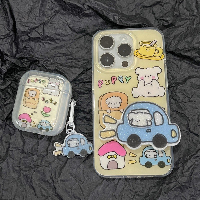 ỐP IPHONE FULL VIỀN HOẠ TIẾT BRUM BRUM KÈM GIÁ ĐỠ