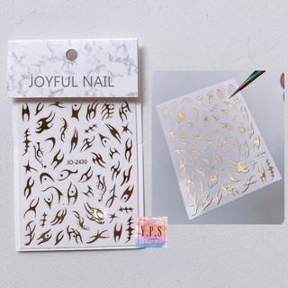 Sticker Joyfull , hoạ tiết ngọn lửa ba chiều , dán móng tay , design nails