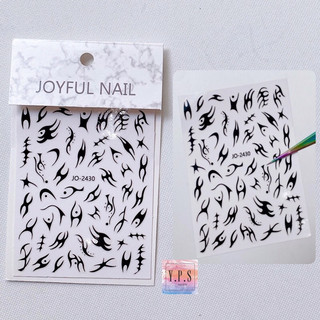 Sticker Joyfull , hoạ tiết ngọn lửa ba chiều , dán móng tay , design nails