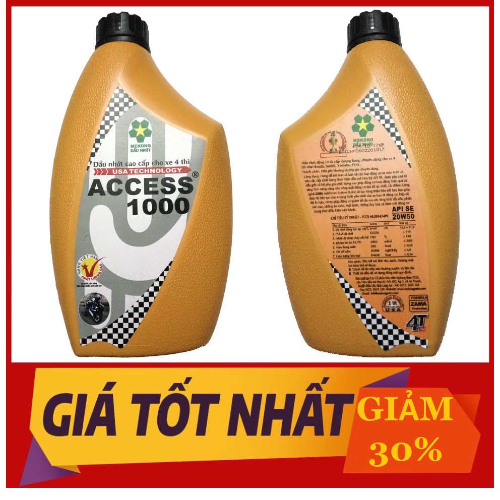Nhớt Access 1000 20W50 Cho Xe Máy Dung Tích 1 Lít