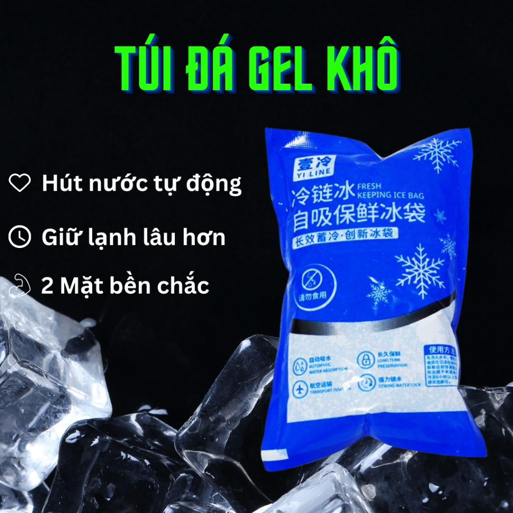 Túi đá gel khô Bảo quản thực phẩm - Không chảy nước - Giữ lạnh thực phẩm, đồ ăn