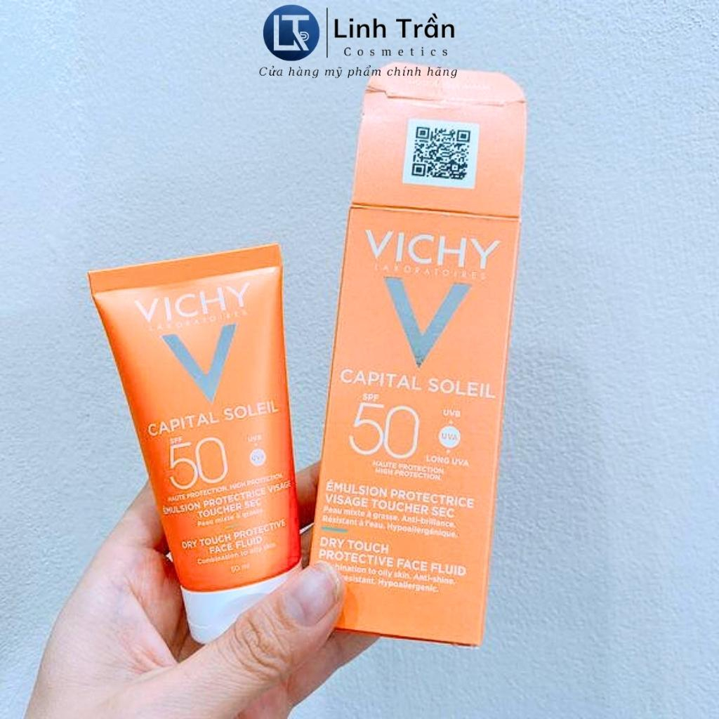 Kem Chống Nắng Vichy, Nâng Tone Kiềm Dầu Phổ Rống Chống Tia UV SPF50+ Cho Da Dầu Mụn