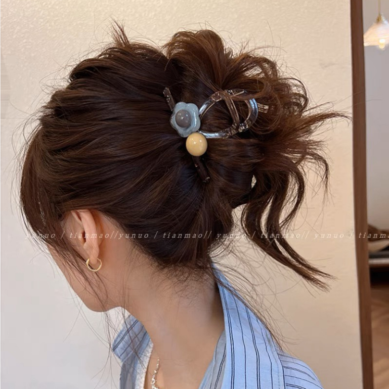 Kẹp gấp tóc hoa nhựa trong dễ thương hàn quốc TÍM STORE phụ kiện tóc thời trang