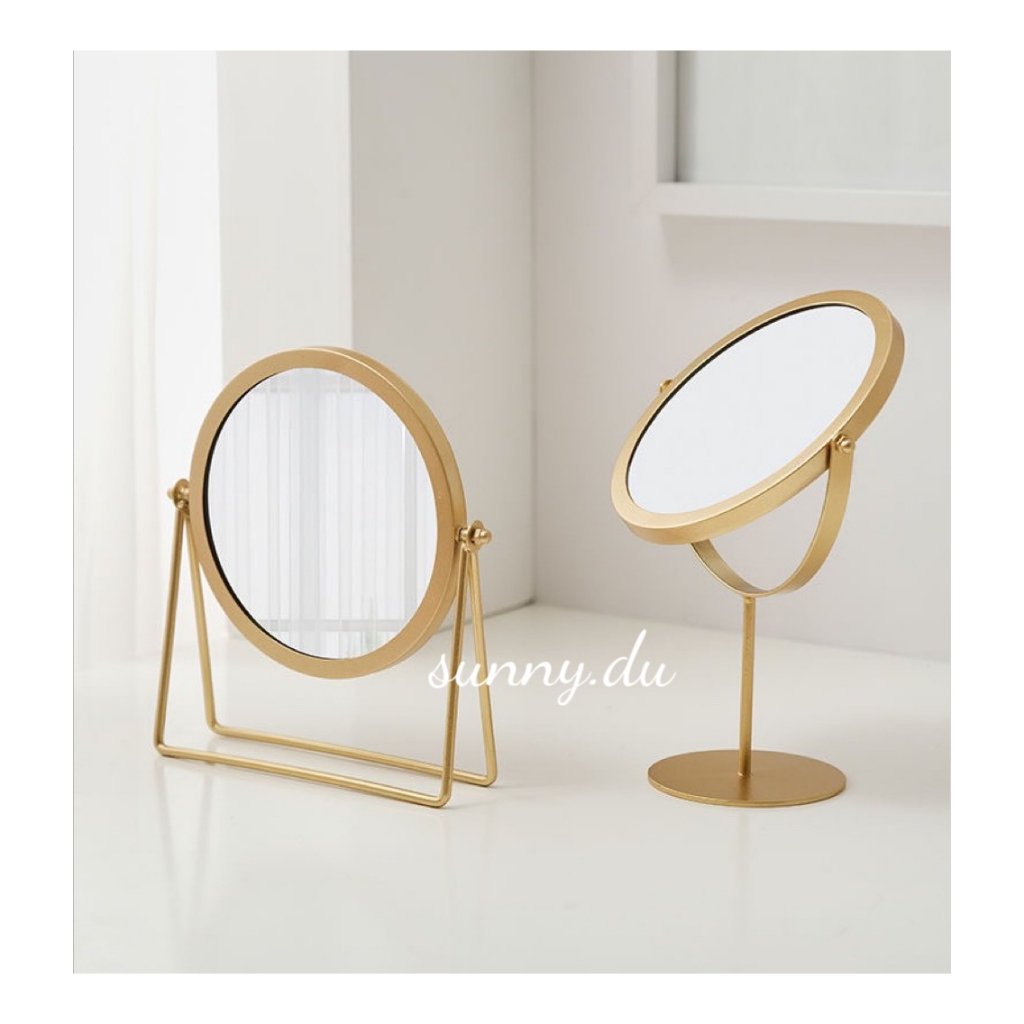 Gương Để Bàn Hình Tròn Xoay 360 Độ Khung Kim Loại Cao Cấp