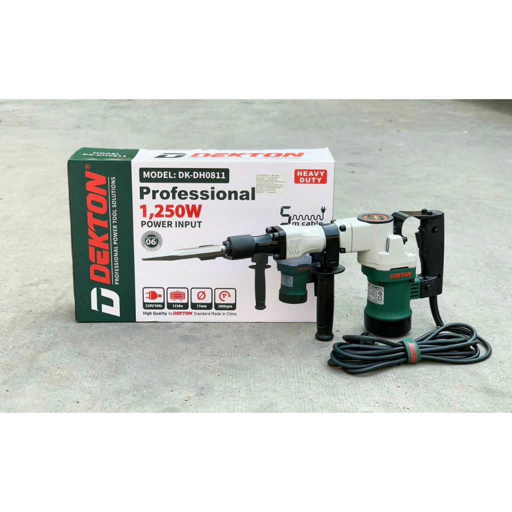 Máy Đục 17mm Dekton dk0811 -1250W / Dòng Công Nghiệp / Búa Nhiệt HEX / Sử Dụng Mũi 17mm Phổ Thông - Bảo Hành 6 Tháng.