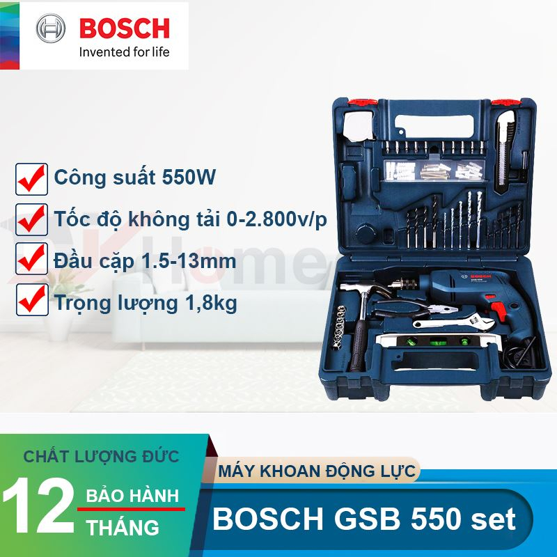 Bộ máy khoan động lực Bosch GSB 550 SET 100 món