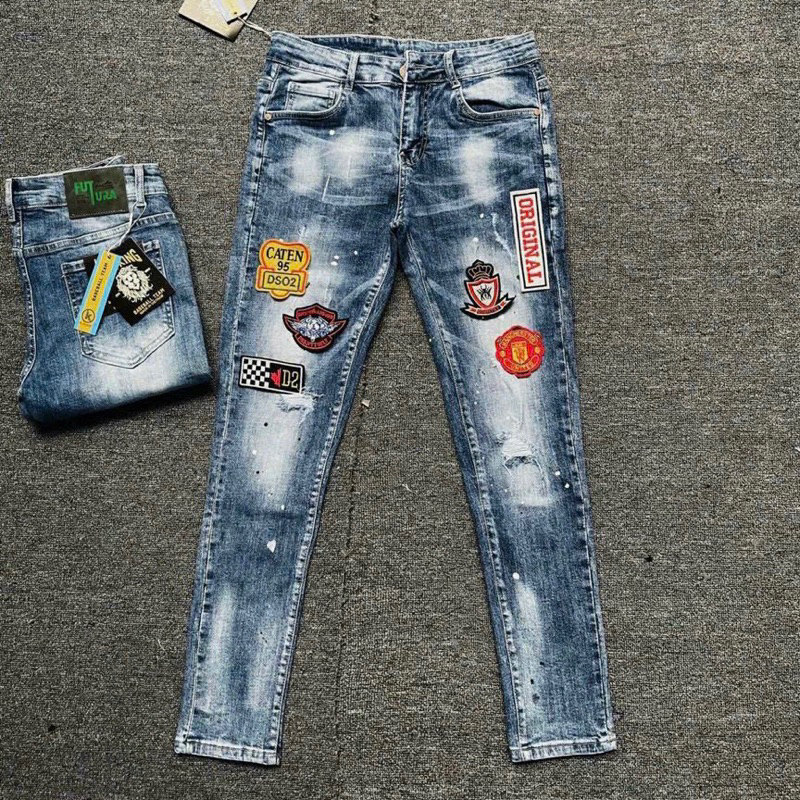 Quần jean nam dsq2 thêu logo , quần bò nam , quần côn ,chất liệu jeans co giản không phai màu