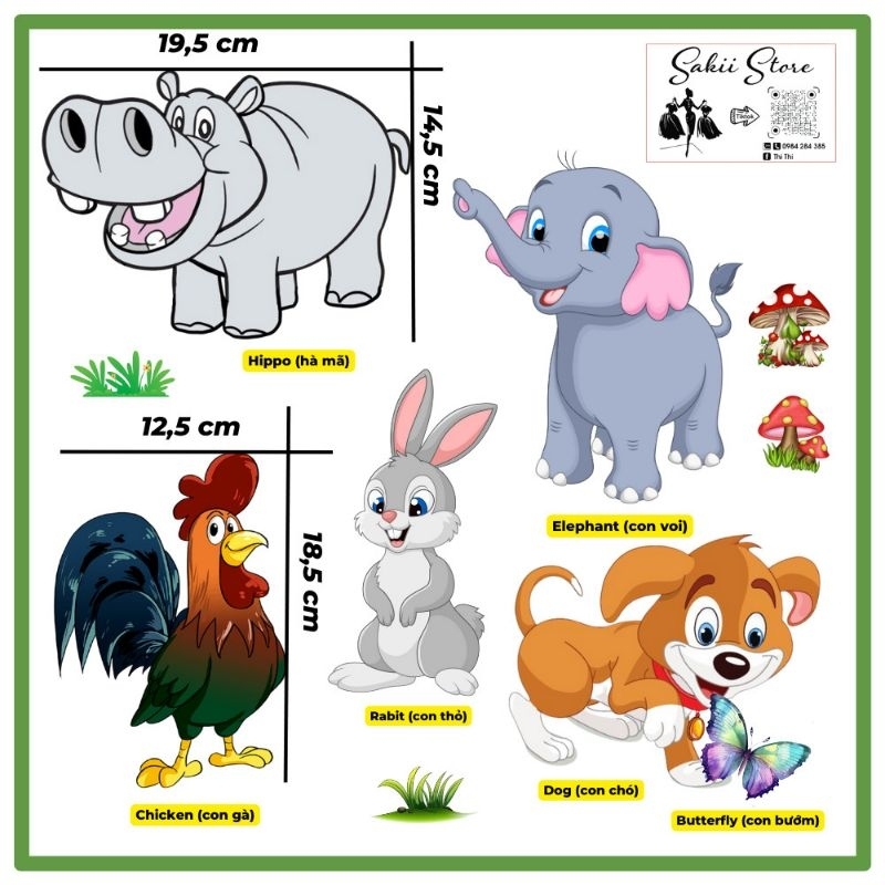 DECAL ĐỘNG VẬT CHO BÉ, DECAL ĐỘNG VẬT TRANG TRÍ