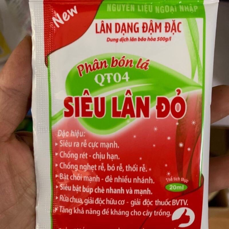 Combo 10 gói siêu lân đỏ chống rét ,chịu hạn cho cây,dùng cho hoa lan,hoa hồng và cây cảnh, gói 20ml