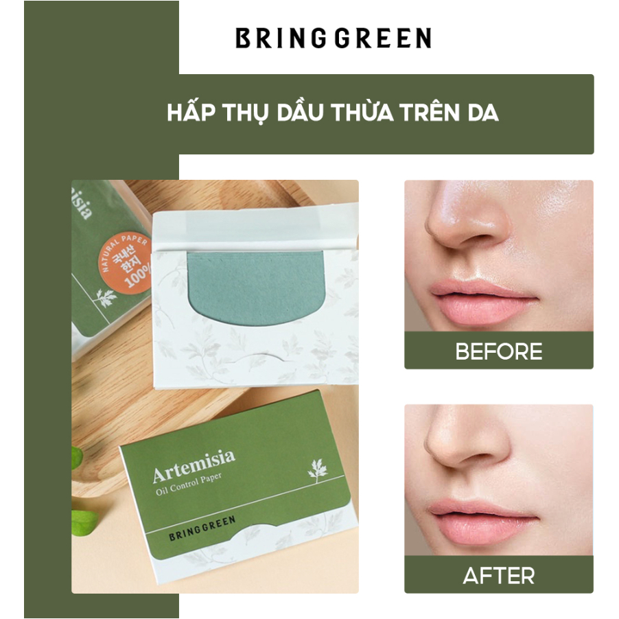 Giấy Thấm Dầu BRING GREEN ARTEMISIA OIL CONTROL PAPER 70 miếng