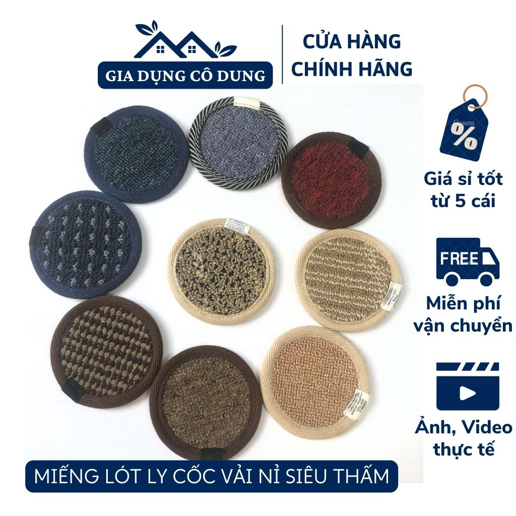 Đế Lót Ly, Miếng Lót Ly Cốc Chất Liệu Vải Nỉ Thấm Hút Nhanh Có Đế Cao Su Chống Trơn Trượt Cao Cấp