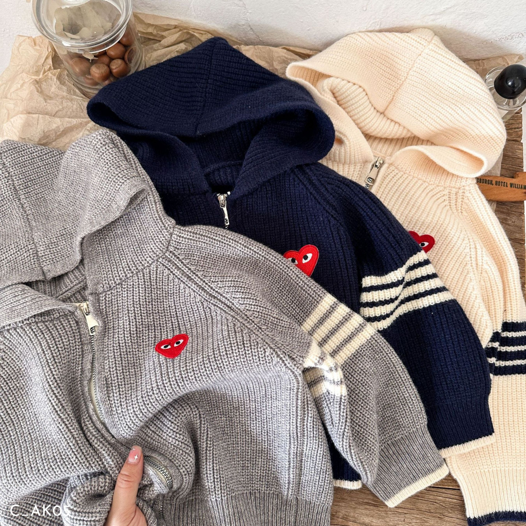 Áo khoác len cho bé trai EMBES KIDS , áo khoác trẻ em 11kg đến 31kg