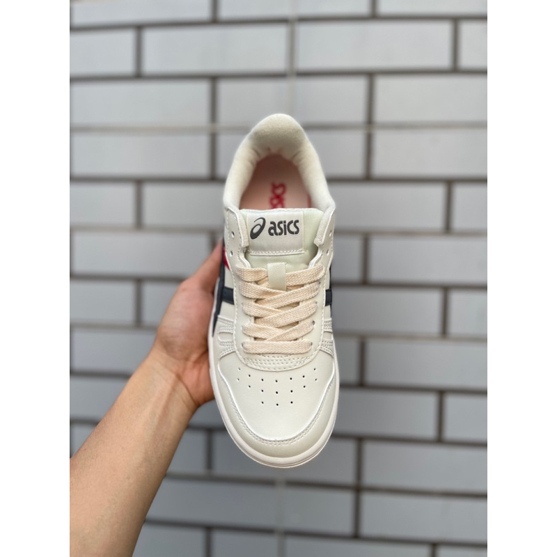 Giày thể thao ASICS COURT trắng sọc đen đỏ