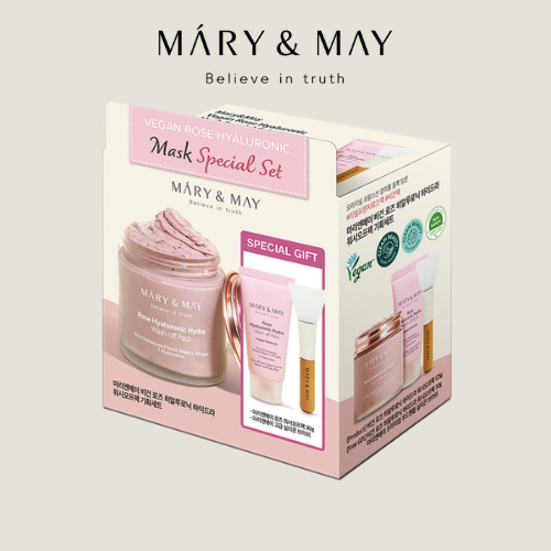 [DATE 11/2026] Set mặt nạ đất sét cấp ẩm Vegan Rose Hyaluronic Mask (125g +30g)