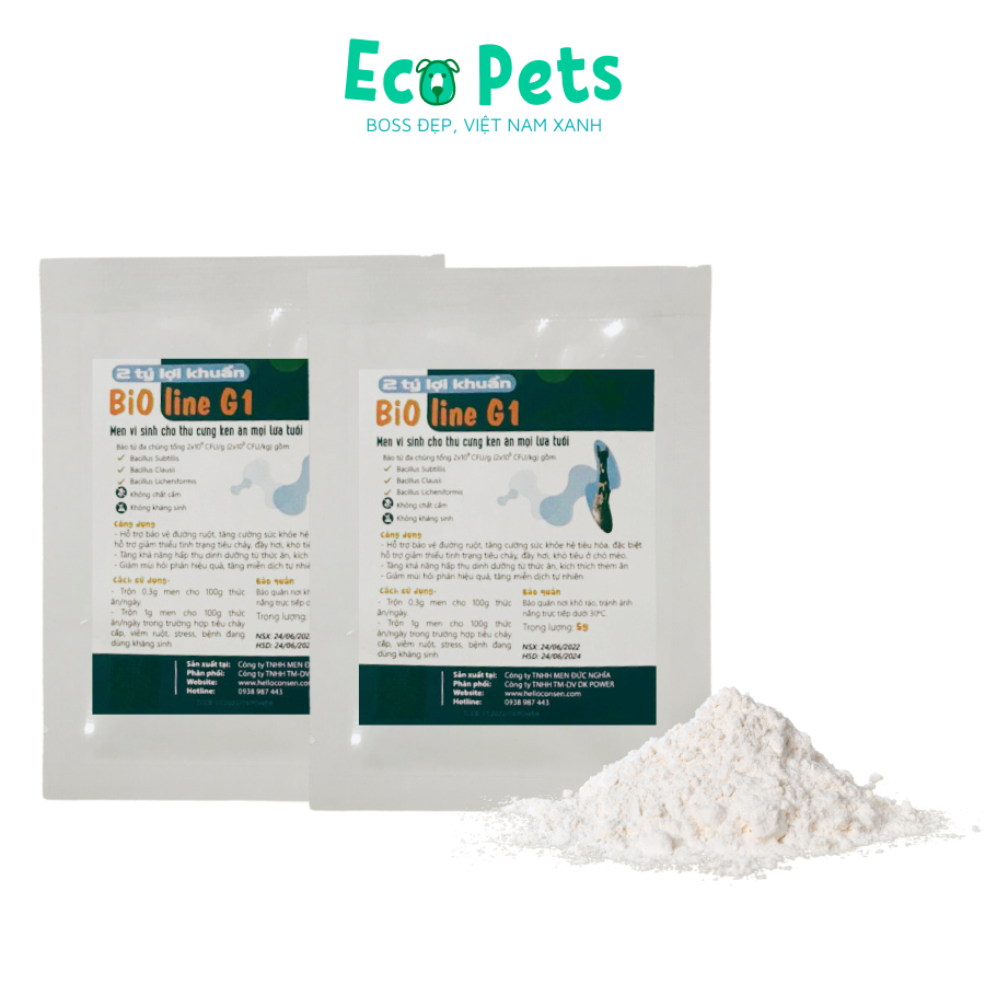 Men vi sinh Bioline G1 ECOPETS men tiêu hoá giúp chó mèo ăn ngon tránh tình trạng tiêu chảy khó tiêu - 5gr