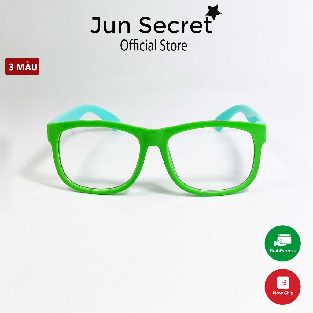 Kính mát trẻ em Jun Secret gọng nhựa, mắt vuông đơn giản đáng yêu, tròng chống bụi, chống tia UV an toàn cho bé JS58A21