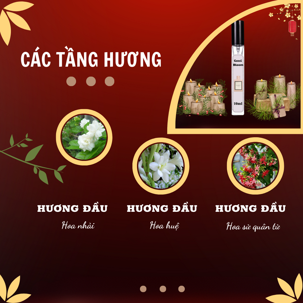 Nước hoa nữ Gucci.bloom.gocce.di.fiori.eau.de.toilette chiết 10ml ngọt ngào nữ tính- DIANA STORE