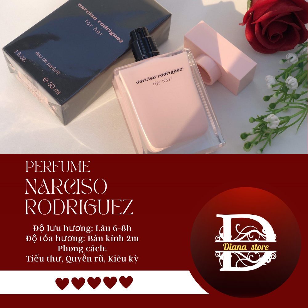 Nước hoa nữ Narciso rodriguez for her edp 10m ngọt ngào, tươi mát( nar hồng nhạt )-DIANA STORE | BigBuy360 - bigbuy360.vn