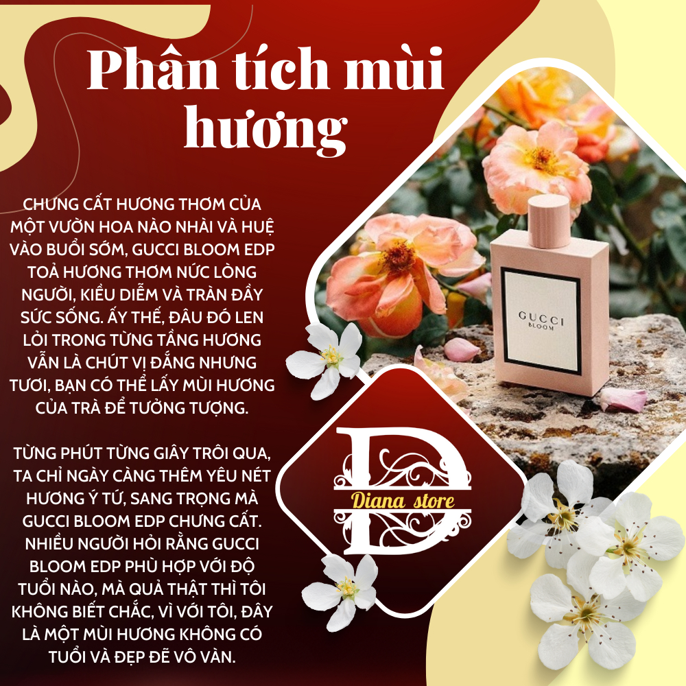 Nước hoa nữ Gucci.bloom.gocce.di.fiori.eau.de.toilette chiết 10ml ngọt ngào nữ tính- DIANA STORE