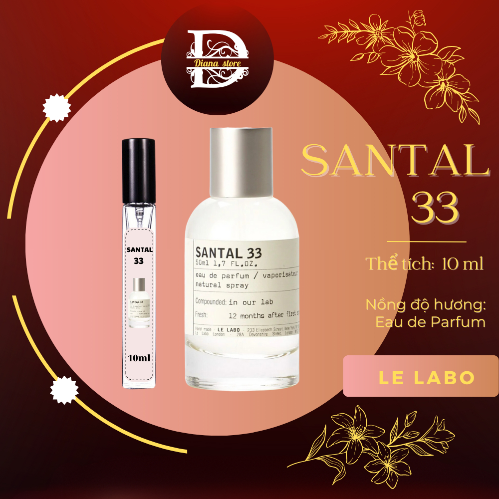 Nước hoa nam nữ unisex chiết Santal 33 edp 10ml thanh lịch, cuốn hút- DIANA STORE