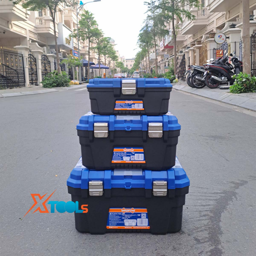 Hộp đựng đồ nghề WADFOW 13-19 inch Thùng dụng cụ nhựa PP cứng cáp chịu lực tốt độ bền cao nhiều ngăn chứa được máy khoan
