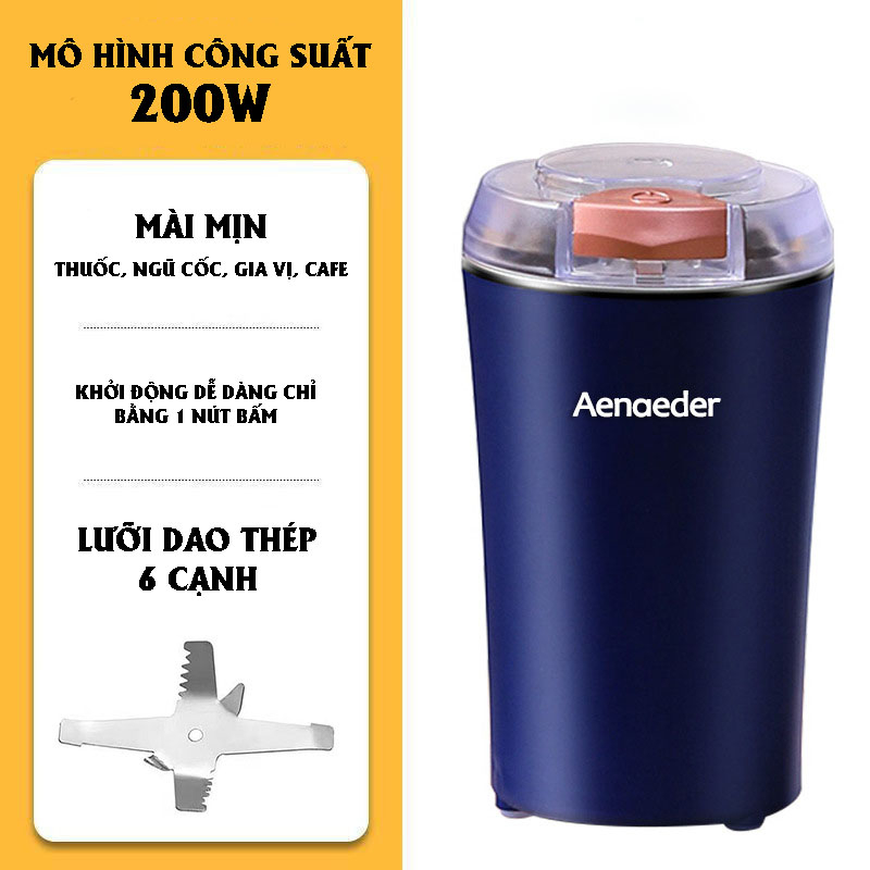 Máy xay nghiền mini cầm tay đa năng, xay bột khô, đậu nành, hạt ngũ cốc, cafe siêu mịn 200W