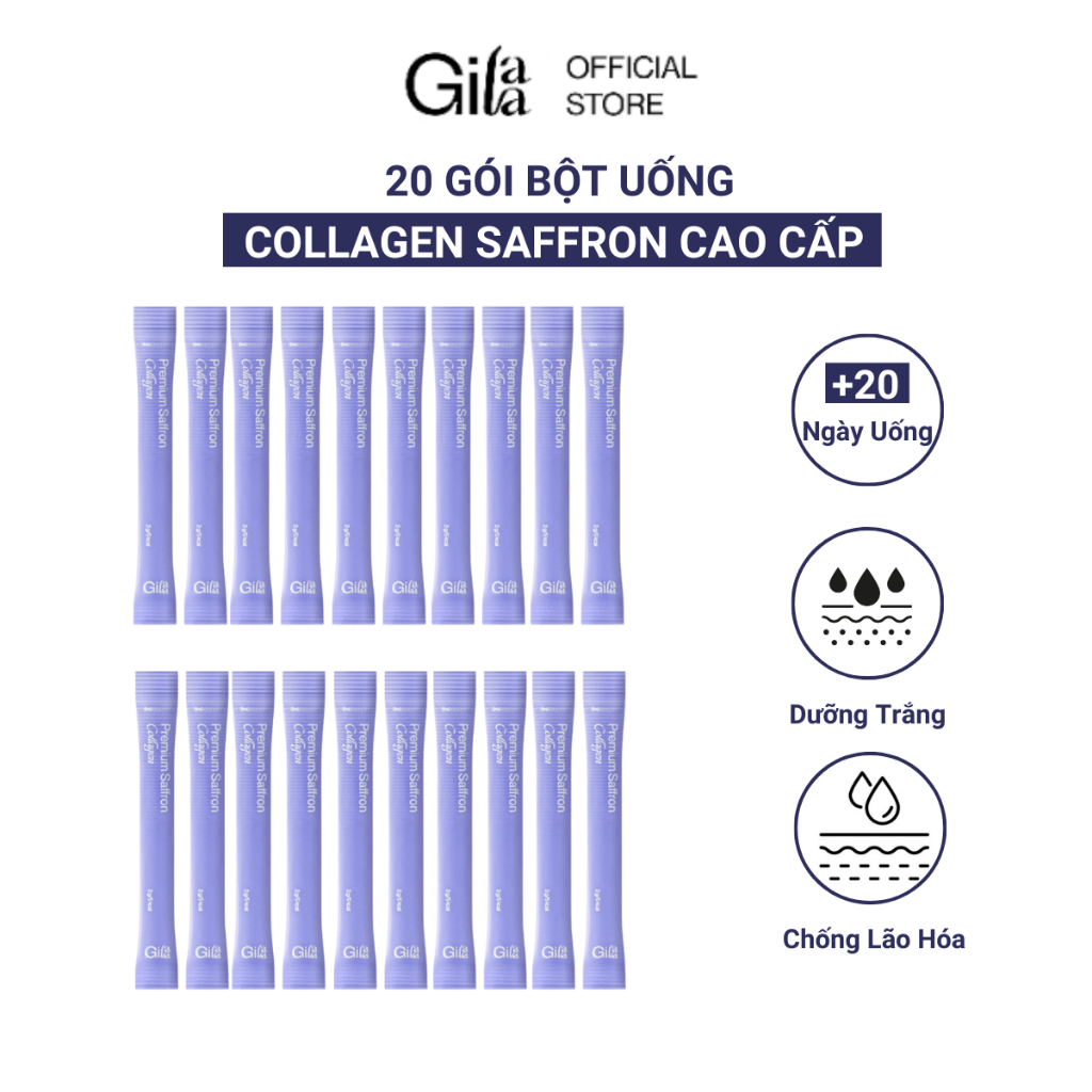  20 Gói Bột Uống Collagen Cao Cấp Kết Hợp Saffron Gilaa 