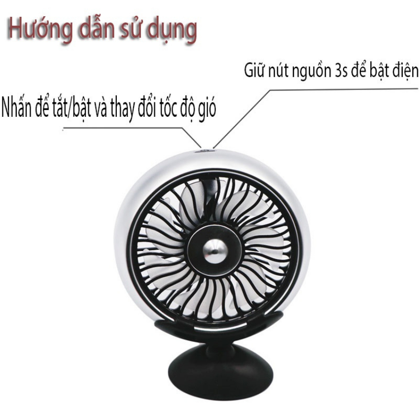 Quạt Mini Ô Tô , Quạt Gắn cửa gió điều hòa ô tô , quạt kẹp cửa gió máy lạnh xe hơi ,gắn taplo với 3 tốc độ Có Đèn Led