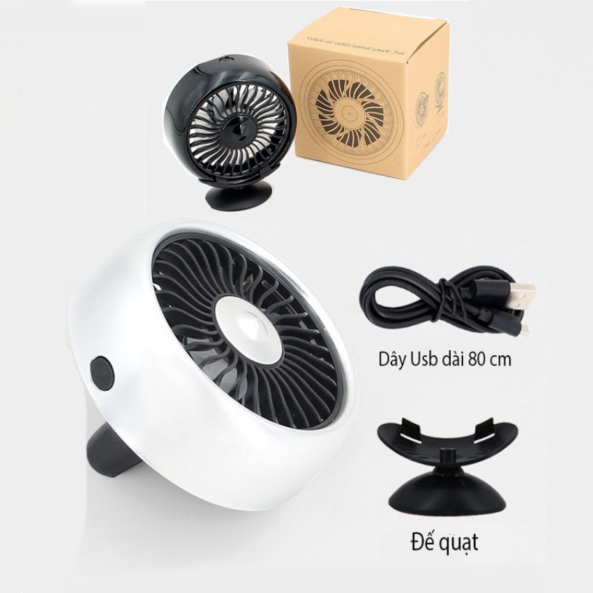 Quạt Mini Ô Tô , Quạt Gắn cửa gió điều hòa ô tô , quạt kẹp cửa gió máy lạnh xe hơi ,gắn taplo với 3 tốc độ Có Đèn Led