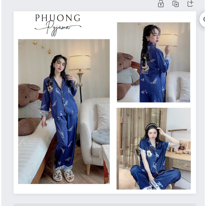 Bộ Pijama Mickey Xanh Than Siêu Dễ Thương Cực Tôn Da Cho Con Gái