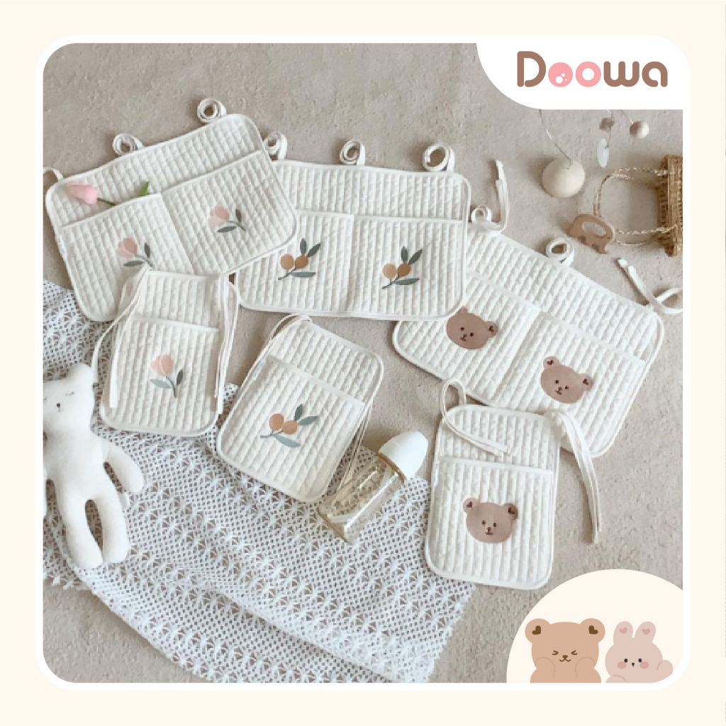 Túi treo nôi cũi,xe đẩy style Vintage Hàn Quốc, túi decor, đựng đồ tiện lợi-Doowa