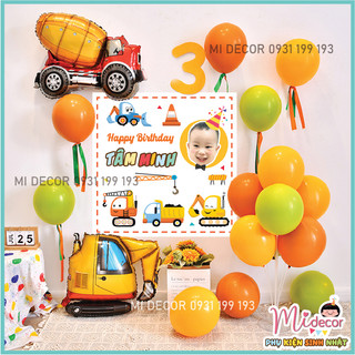 Set bóng xe trang trí sinh nhật kèm backdrop