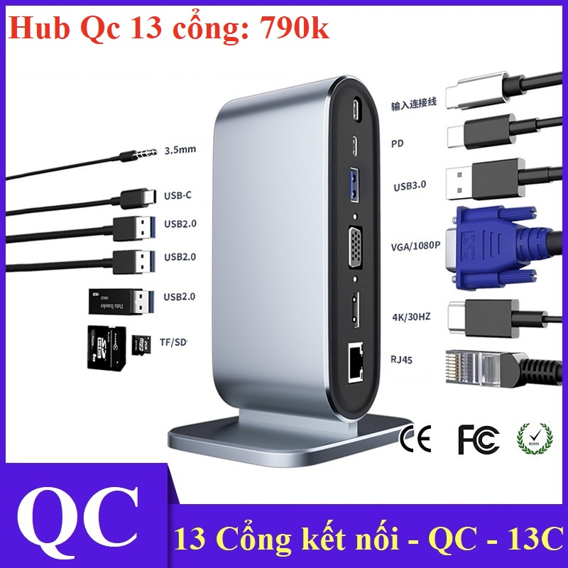 Hub QC, kết nối cổng type-c ra nhiều cổng