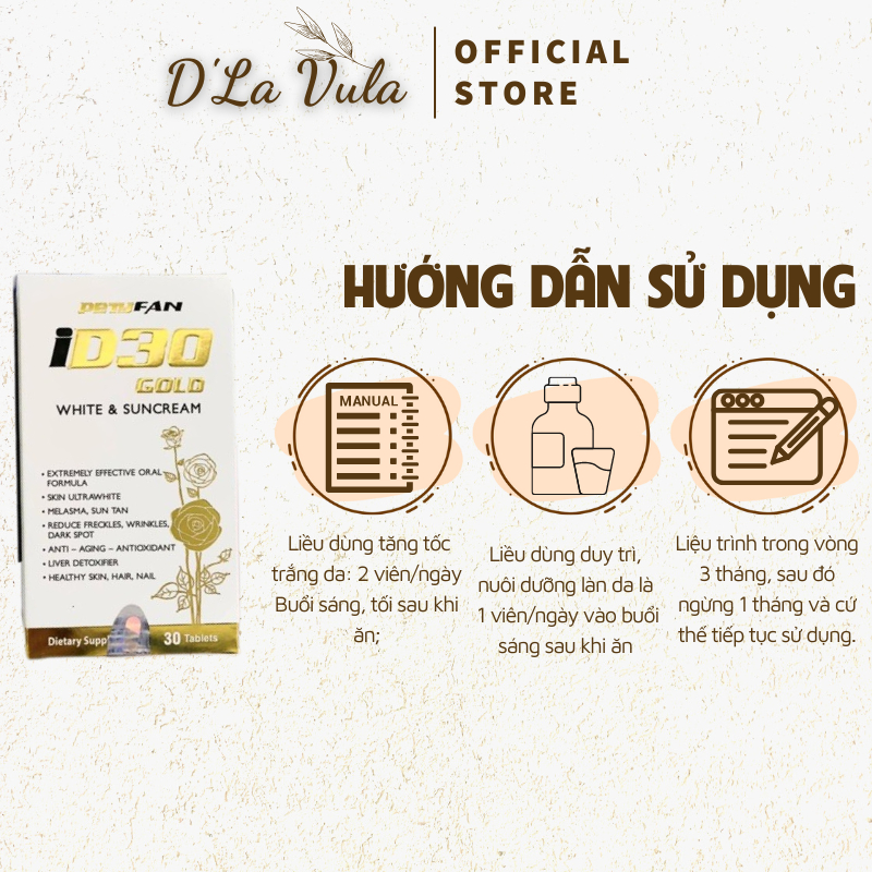 Viên uống ID30 Gold White & Suncream 30 Viên