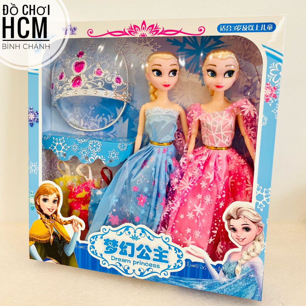 [LOẠI LỚN RẤT ĐẸP] Bộ đồ chơi búp bê công chúa Frozen Elsa và Anna dành cho bé thích chăm em