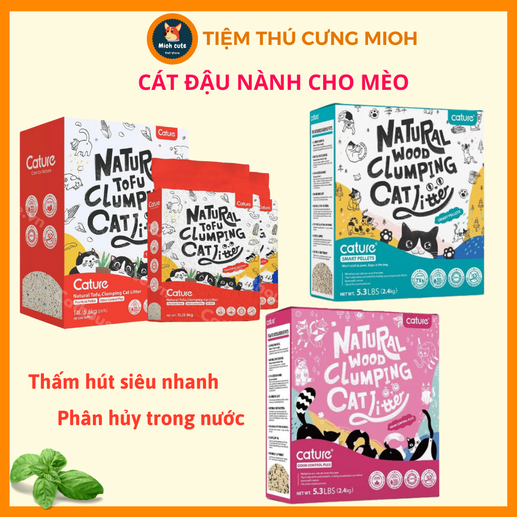 CHÍNH HÃNG - Cát mèo CATURE, Cát tofu, cát gỗ cho mèo hương sữa