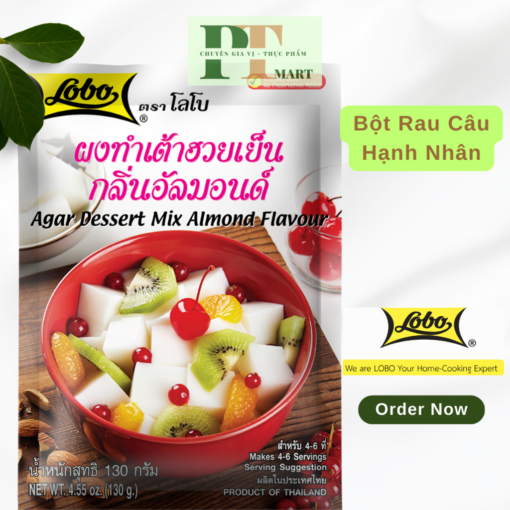 Bột rau câu Hạnh Nhân gói 130g hiệu Lobo Thái. Agar Dessert Mix Almond Flavour 💯 Mịn như Tàu Hủ🍨topping trà sữa, chè