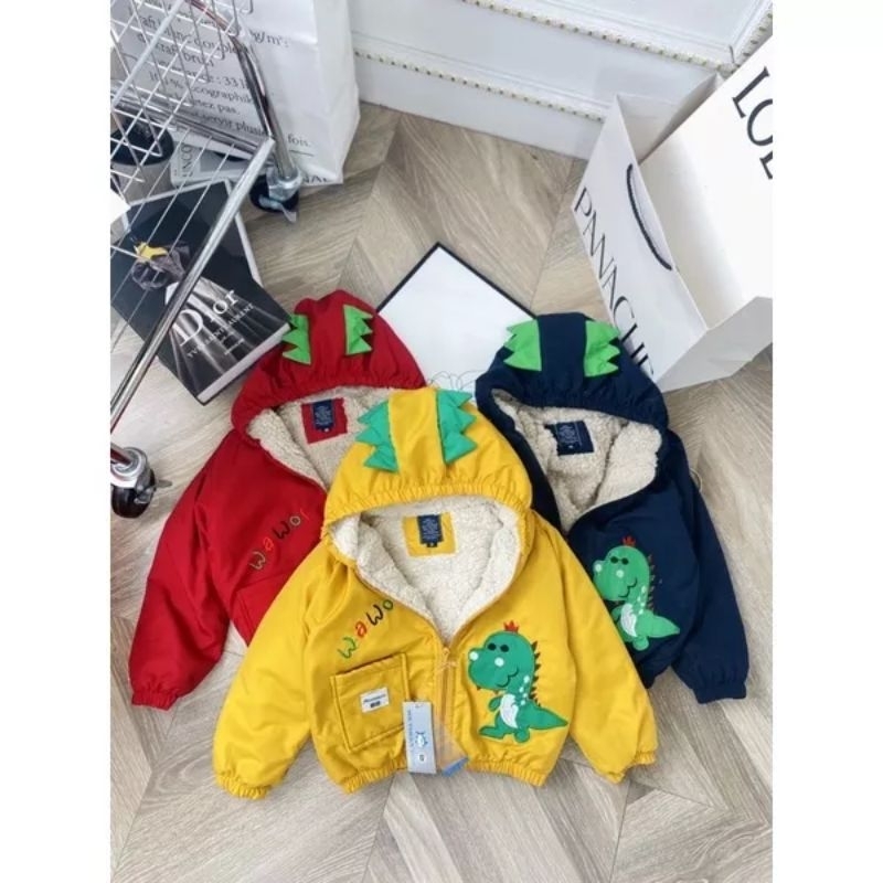 Áo gió lót lông khủng long cho bé