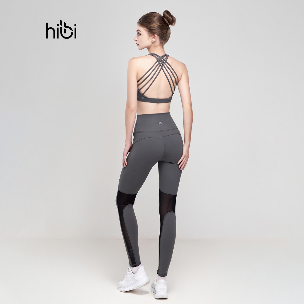 Set đồ tập yoga cho nữ Hibi Sports H101, áo bra thể thao 8 dây, quần lưng cao, kèm mút ngực