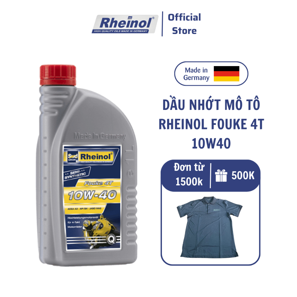 Dầu nhớt mô tô- Rheinol Fouke 4T 10W40 Hàng nhập khẩu Đức 1L